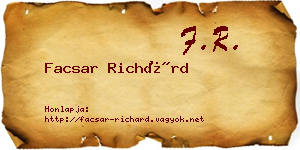 Facsar Richárd névjegykártya